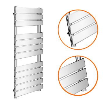 1200 x 450mm Flat Panel Chrome Ladder Towel Radiator