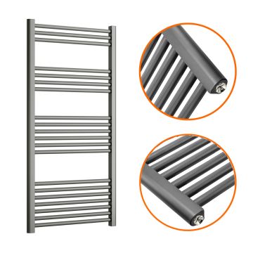 1200 x 600mm Straight Anthracite Heated Towel Rail