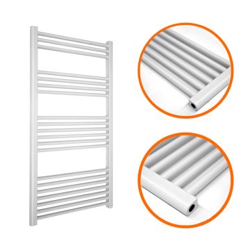 1200 x 600mm Straight White Heated Towel Rail