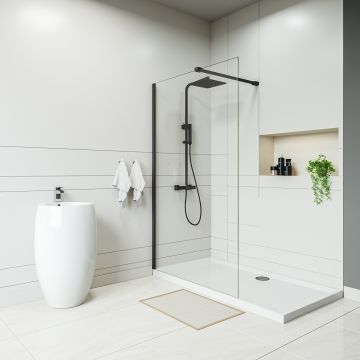 Black Wetroom / Walk-In Shower Screen, 2000 (H) x 1200mm (W)