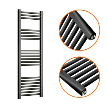 1200 x 400mm Straight Black Heated Towel Rail