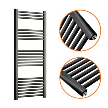 1200 x 500mm Straight Black Heated Towel Rail