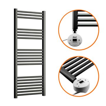 800 x 600mm Electric Black Heated Towel Rail