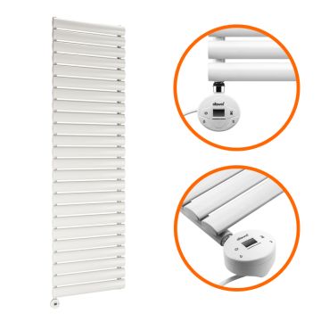 1411mm x 400mm Electric White Single Oval Panel Vertical Radiator