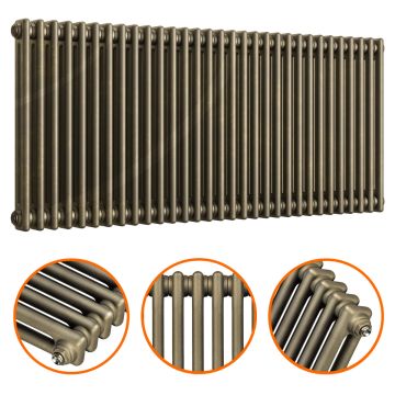 600 x 1508mm Antique Brass Horizontal Traditional 2 Column Radiator
