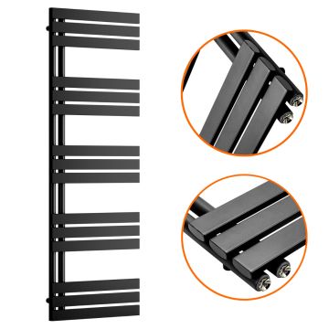 1510 x 500mm Black Flat Panel Bathroom Towel Radiator