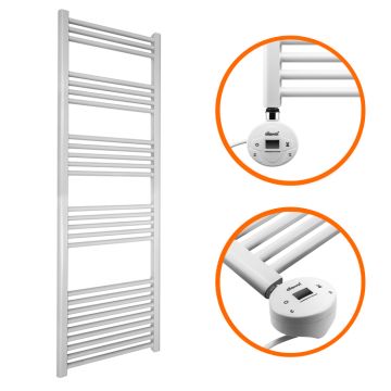 1600 x 400mm Electric White Heated Towel Rail