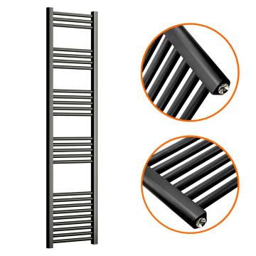 1600 x 400mm Straight Black Heated Towel Rail