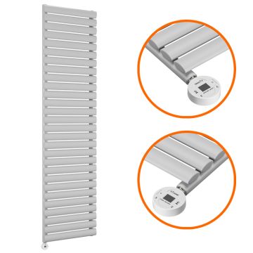 1652 x 400mm Electric Feather Grey Single Oval Panel Vertical Radiator