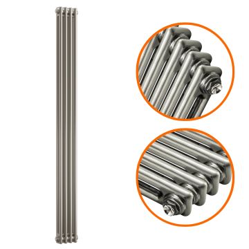 1500 x 203mm Raw Metal Lacquered Vertical Traditional 2 Column Radiator