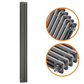 1800 x 203mm Anthracite Vertical Traditional 3 Column Radiator