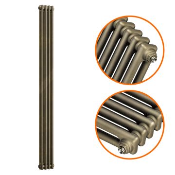 1800 x 203mm Antique Brass Vertical Traditional 2 Column Radiator