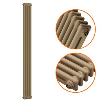 1800 x 203mm Antique Brass Vertical Traditional 2 Column Radiator