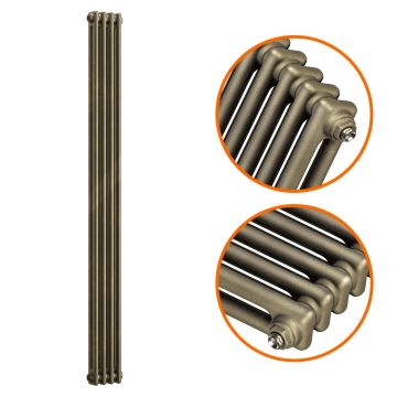 1500 x 203mm Antique Brass Vertical Traditional 2 Column Radiator