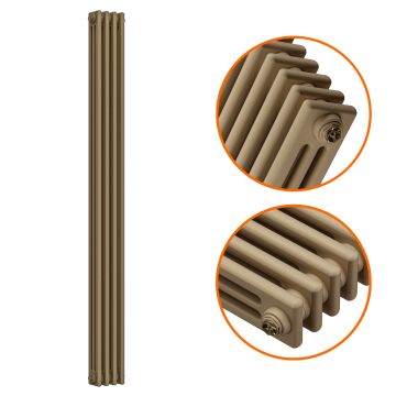 1800 x 203mm Antique Brass Vertical Traditional 3 Column Radiator