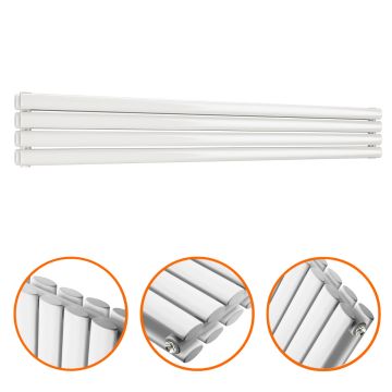 236mm x 1600mm White Double Oval Tube Horizontal / Landscape Radiator 