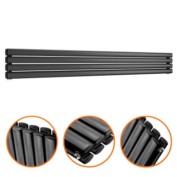 236mm x 1780mm Black Double Oval Tube Horizontal / Landscape Radiator 