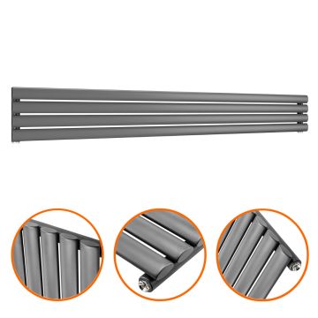 236mm x 1780mm Anthracite Single Oval Tube Horizontal / Landscape Radiator 