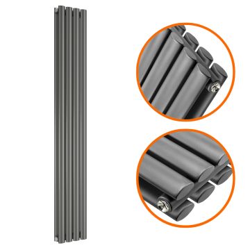 1780 x 236mm Anthracite Double Oval Tube Vertical Radiator 