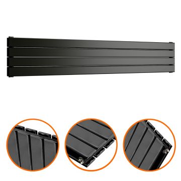 280mm x 1600mm Black  Double Flat Panel Horizontal / Landscape Radiator