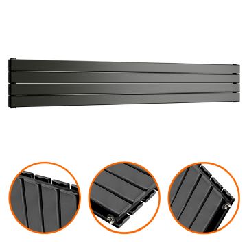 280mm x 1780mm Black Double Flat Panel Horizontal / Landscape Radiator