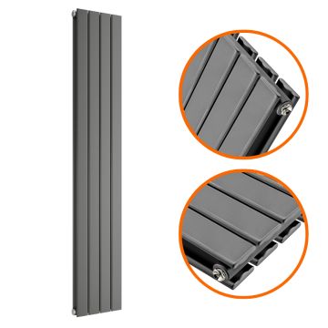 1600 x 280mm Anthracite Double Flat Panel Vertical Radiator 