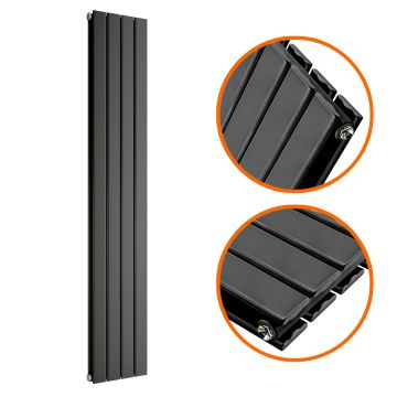 1600 x 280mm Black Double Flat Panel Vertical Radiator 