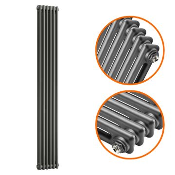 1800 x 293mm Anthracite Vertical Traditional 2 Column Radiator