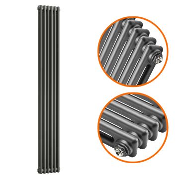 1500 x 293mm Anthracite Vertical Traditional 2 Column Radiator