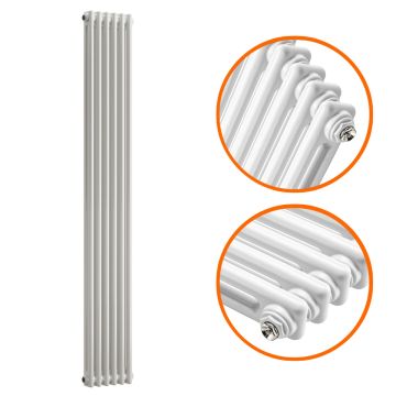 1800 x 293mm White Vertical Traditional 2 Column Radiator