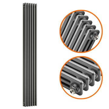 1800 x 293mm Anthracite Vertical Traditional 3 Column Radiator