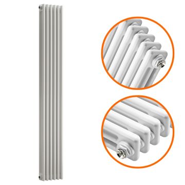 1800 x 293mm White Vertical Traditional 3 Column Radiator