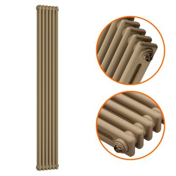 1800 x 293mm Antique Brass Vertical Traditional 2 Column Radiator