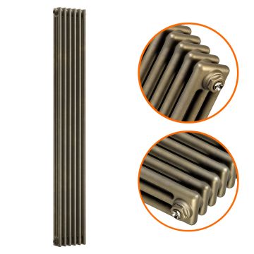 1800 x 293mm Antique Brass Vertical Traditional 3 Column Radiator