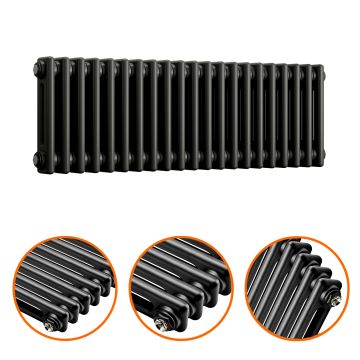 300 x 1013mm Black Horizontal Traditional 2 Column Radiator