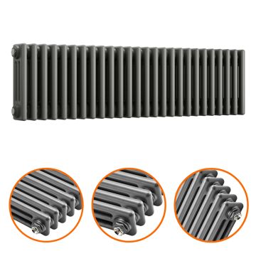 300 x 1193mm Anthracite Horizontal Traditional 3 Column Radiator