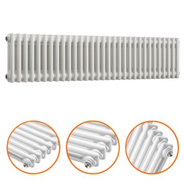 300 x 1508mm White Horizontal Traditional 2 Column Radiator