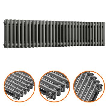 300 x 1508mm Anthracite Horizontal Traditional 2 Column Radiator