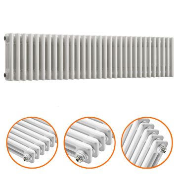 300 x 1508mm White Horizontal Traditional 3 Column Radiator