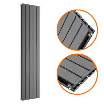 1600 x 350mm Anthracite Double Flat Panel Vertical Radiator 