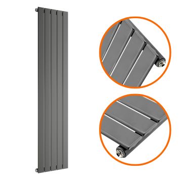 1600 x 350mm Anthracite Single Flat Panel Vertical Radiator 