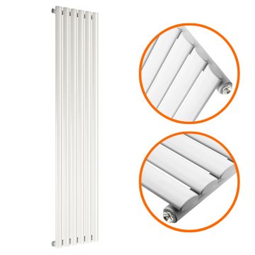 1780 x 354mm White Single Oval Tube Vertical Radiator 