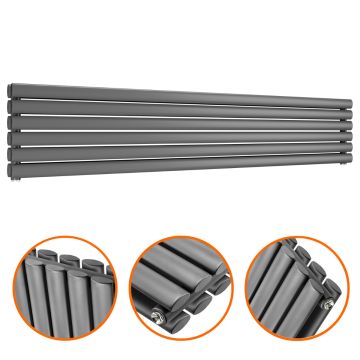 354mm x 1780mm Anthracite Double Oval Tube Horizontal / Landscape Radiator 