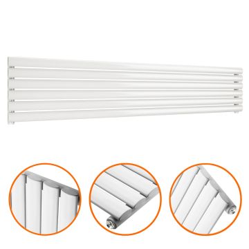 354mm x 1780mm White Single Oval Tube Horizontal / Landscape Radiator 