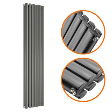 1600 x 354mm Anthracite Double Oval Tube Vertical Radiator 