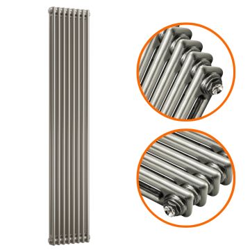 1800 x 383mm Raw Metal Lacquered Vertical Traditional 2 Column Radiator