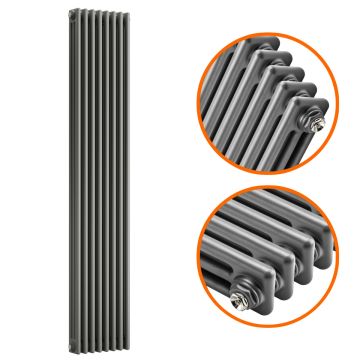 1800 x 383mm Anthracite Vertical Traditional 3 Column Radiator