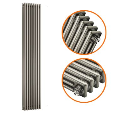 1800 x 383mm Raw Metal Lacquered Vertical Traditional 3 Column Radiator