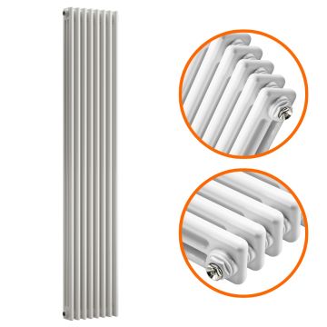 1800 x 383mm White Vertical Traditional 3 Column Radiator