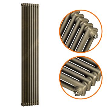 1800 x 383mm Antique Brass Vertical Traditional 2 Column Radiator